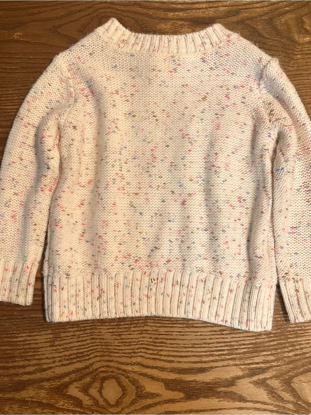 OshKosh B’gosh Girls 2T Cable Knit Speckled Sweater Cream Multicolor